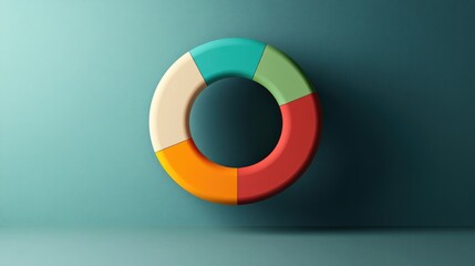 Poster - Colorful Circular Shape on Teal Background