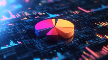 Poster - Colorful Pie Chart on Digital Background
