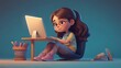 © Royalty-Free - Girl with laptop sitting on the chair. Freelance or studying concept