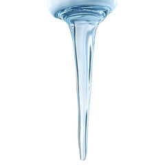 Wall Mural - a long, thin, blue liquid is dripping from a point