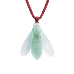 Wall Mural - A green and white butterfly pendant with a red cord with white background or transparent