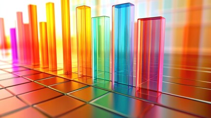 Poster - Vibrant 3D Bar Graph on Colorful Background