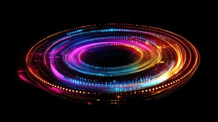 Poster - Colorful Abstract Light Circles on Black Background