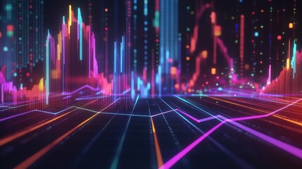 Poster - Vibrant Data Visualization with Colorful Graphs and Lines