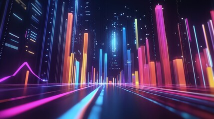Poster - Futuristic Data Visualization in Neon Colors