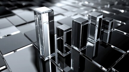 Poster - Glass Bars on Reflective Surface in Modern Style