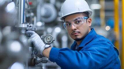 Aufkleber - Industrial Worker Adjusting Machinery Controls