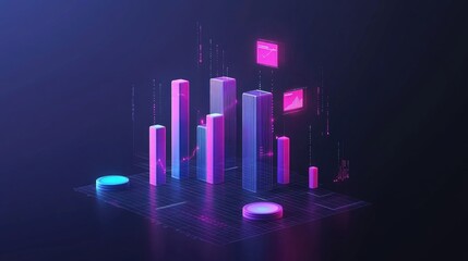 Poster - Dynamic 3D Data Visualization with Bright Neon Colors