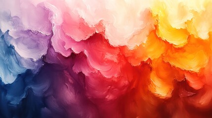Poster - Watercolor abstract of flowing rainbow colors, merging together with subtle brushstrokes for a modern art piece