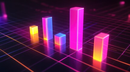 Poster - Colorful 3D Bar Graph on Dark Background