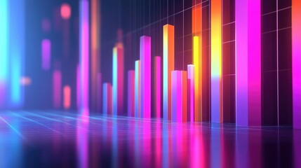 Poster - Colorful Abstract Bar Graph with Reflections
