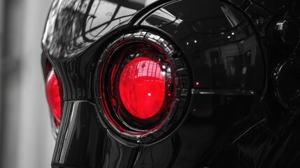 Aufkleber - Close-up of a Black Robot Head with Red Eyes