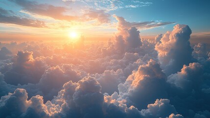 Aufkleber - Aerial View of Sunset Over a Sea of Clouds