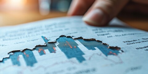 Aufkleber - Torn Paper Revealing a Financial Graph and Text