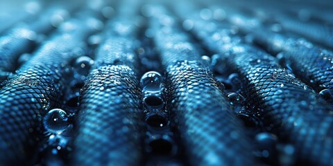 Aufkleber - Water Droplets on a Patterned Blue Surface