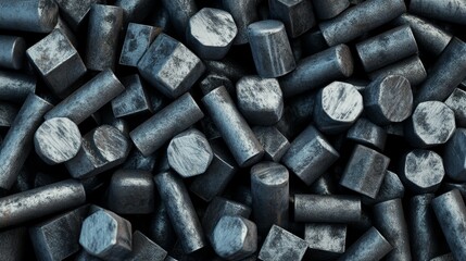 Poster - A close-up view of metallic cylindrical and hexagonal rods, showcasing industrial materials.