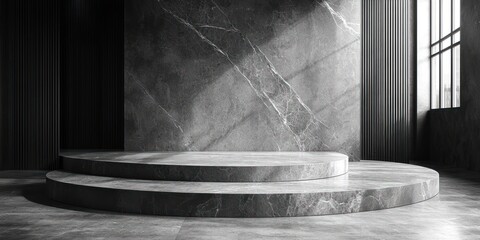 Poster - Two-Tiered Marble Platform with Shadow and Window