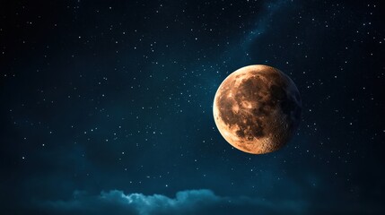 Wall Mural - a photograph of the moonlit sky, showcasing the celestial bodies and the stars twinkling against the