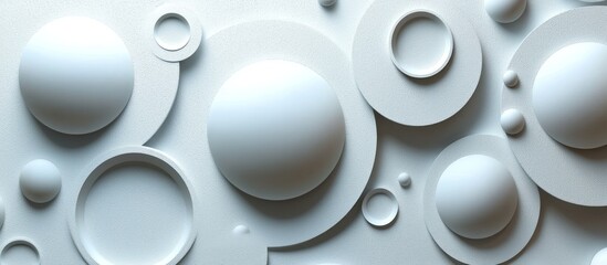Aufkleber - Abstract White 3D Geometric Shapes on Textured Background