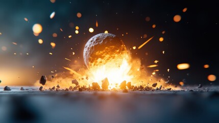 Wall Mural - a depiction of an asteroid impact event, capturing the destructive power of these celestial objects.