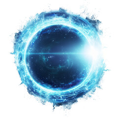 ice-like portal emanating pure energy with crystalline patterns and ethereal blue light effects, for