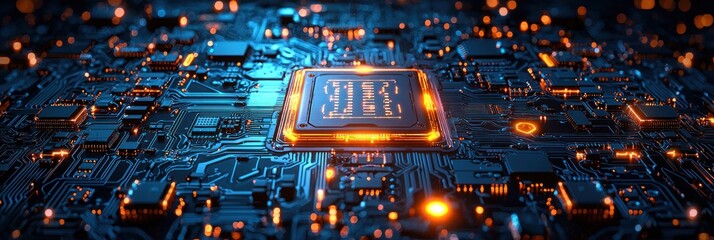 Aufkleber - Illuminated Central Processing Unit on a Circuit Board