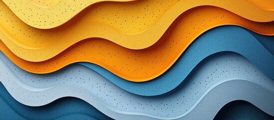 Poster - Abstract Wavy Pattern with Textured Layers in Blue and Yellow
