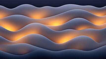 Wall Mural - The image is a computer-generated drawing of a wave with a yellow glow. The wave is made up of many small, curved lines that create a sense of movement and energy. The yellow glow adds a warm