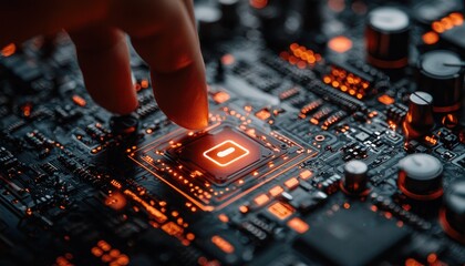 Aufkleber - A Finger Pressing a Power Button on a Motherboard