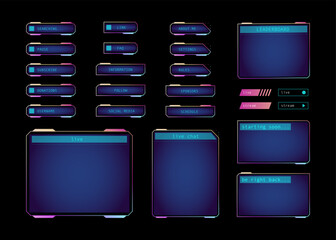 Poster - different game frame set abstract digital user interface. vector illustration of stream overlay bann