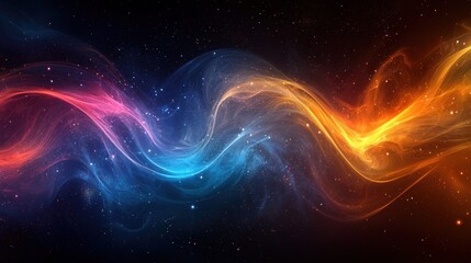 Aufkleber - Abstract Cosmic Nebula with Wavy Light Trails and Stars
