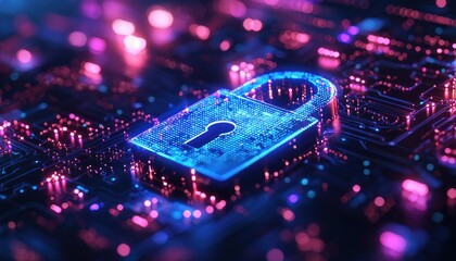 Poster - A Cyber Security Lock Symbol on a Circuit Board