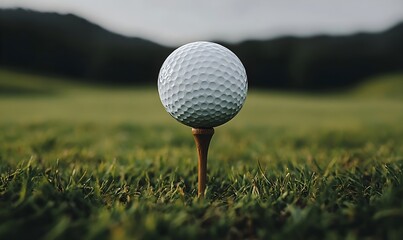 A golf ball on a golf tee