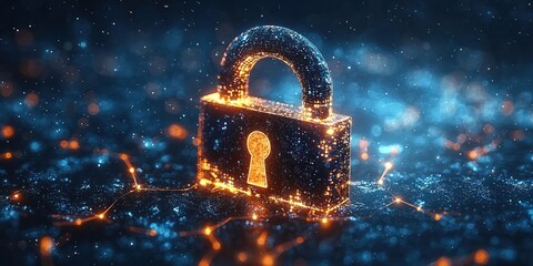 Aufkleber - Glowing Padlock on a Dark Background with Bokeh Lights