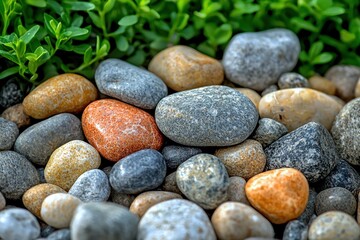 Poster - A Close-Up of Smooth, Multicolored Pebbles