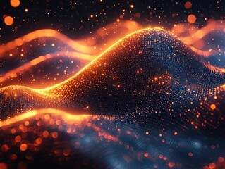 Poster - abstract orange and blue bokeh with light and dust particles