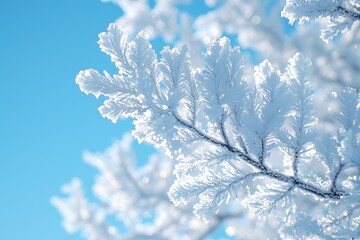 Poster - Icy Pine Branch Against a Blue Sky