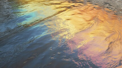 Soft water ripples reflecting rainbow shimmers