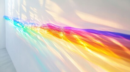 Thin strands of light refracting rainbow colors