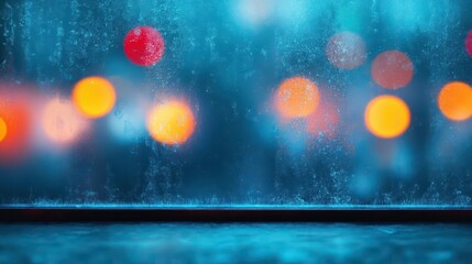 Leinwandbilder - Frosted window with blurred interior lights, looking in, nostalgia, low light, digital illustration