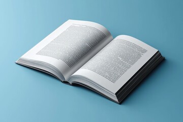 Poster - Open Book with Black Cover on a Blue Background