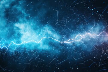 Leinwandbilder - Holographic smoke clouds, thunder light cascading through, futuristic technology atmosphere