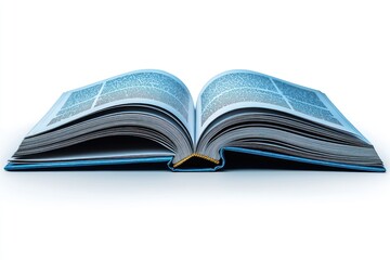 Poster - Open Blue Book with Gold-Trimmed Spine and White Pages