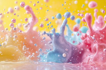 Aufkleber - Multicolored Liquid Splash with Bubbles