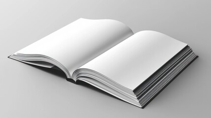 Aufkleber - Open Blank Book with Black Binding on a Gray Background