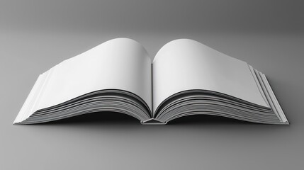 Poster - A blank open book with pages fanned out on a grey background