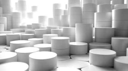Poster - Abstract White Cylinders in a 3D Pattern