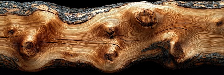 Poster - Close-up of a Knotty and Wavy Wood Grain Pattern