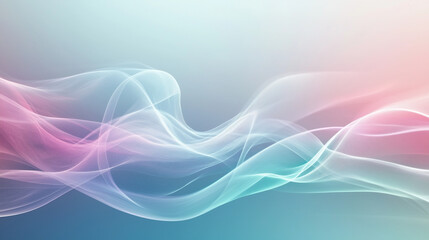 Aufkleber - A soft background featuring gentle, colorful waves with a glowing, misty effect in shades of aqua, pink, and violet. Elements float, resembling clouds or digital waves