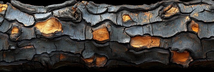 Poster - Charred Tree Bark with Orange Underneath